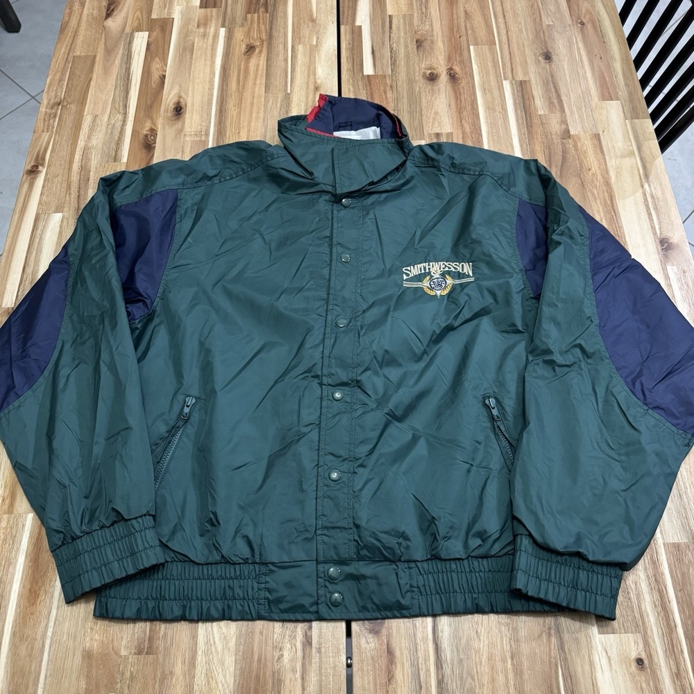 Vintage Smith And Wesson Jacket Mens XL‎ Green Lightweight Full Zip Lined 90s